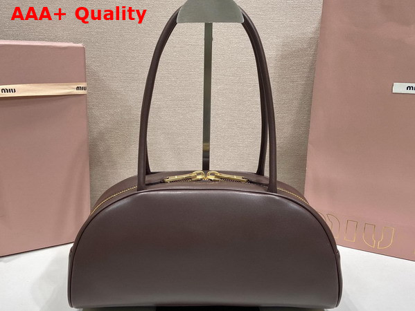 Miu Miu Medium Beau Leather Bag in Briarwood 5BB193 Replica