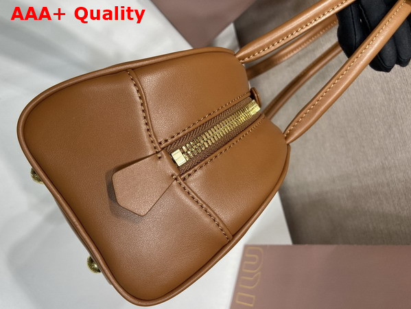 Miu Miu Medium Beau Leather Bag in Cognac 5BB193 Replica