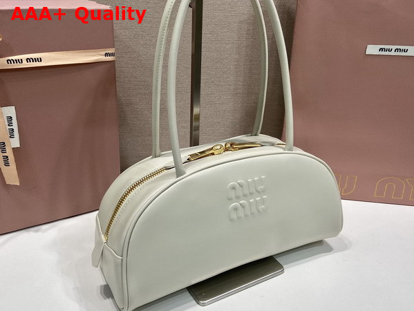 Miu Miu Medium Beau Leather Bag in White 5BB193 Replica