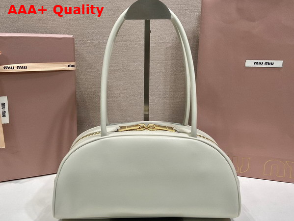 Miu Miu Medium Beau Leather Bag in White 5BB193 Replica