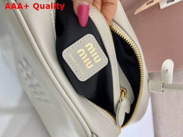 Miu Miu Medium Beau Leather Bag in White 5BB193 Replica