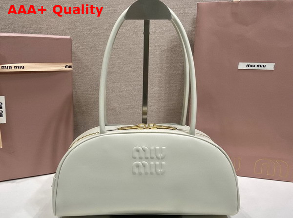 Miu Miu Medium Beau Leather Bag in White 5BB193 Replica