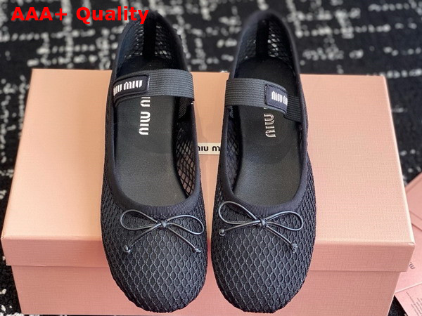 Miu Miu Mesh Fabric Ballerinas in Black 5F345E Replica