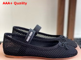 Miu Miu Mesh Fabric Ballerinas in Black 5F345E Replica