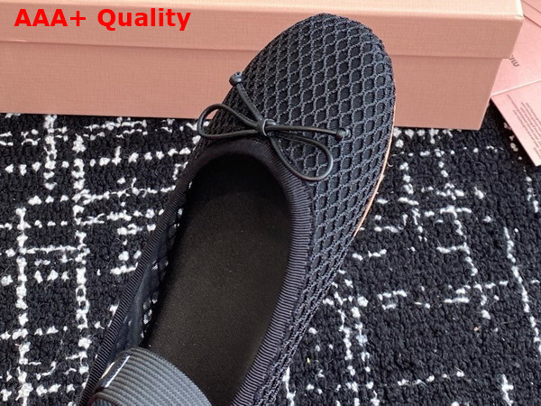 Miu Miu Mesh Fabric Ballerinas in Black 5F345E Replica
