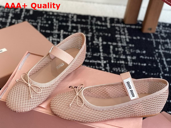 Miu Miu Mesh Fabric Ballerinas in Nude 5F345E Replica