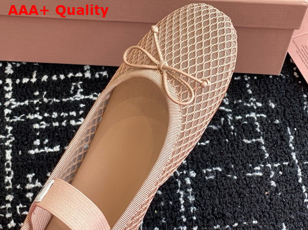 Miu Miu Mesh Fabric Ballerinas in Nude 5F345E Replica