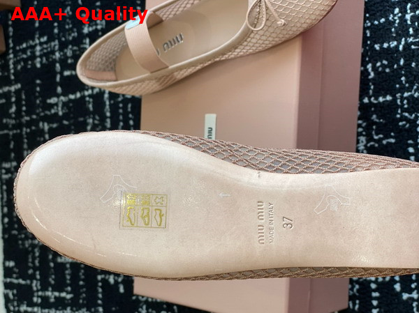 Miu Miu Mesh Fabric Ballerinas in Nude 5F345E Replica