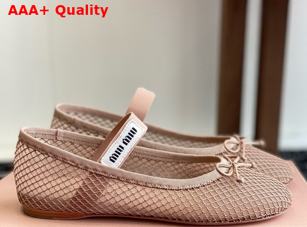 Miu Miu Mesh Fabric Ballerinas in Nude 5F345E Replica