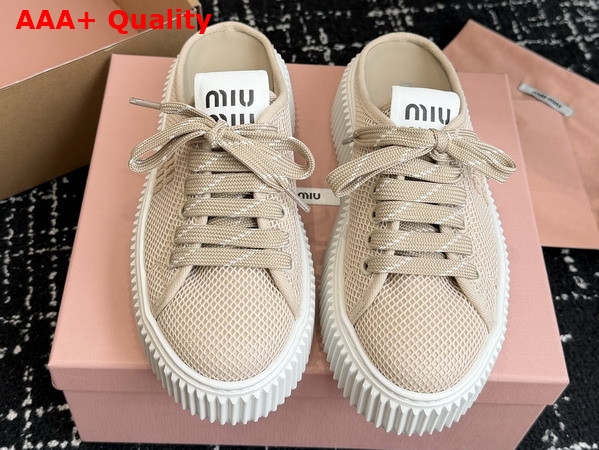 Miu Miu Mesh Sneaker Mules in Colonial Beige Replica