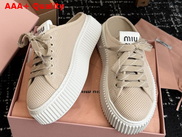 Miu Miu Mesh Sneaker Mules in Colonial Beige Replica