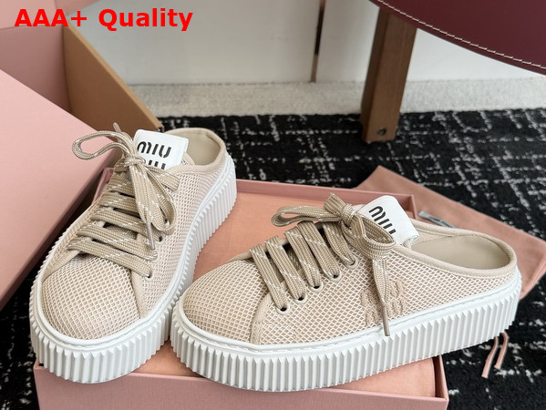 Miu Miu Mesh Sneaker Mules in Colonial Beige Replica