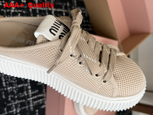 Miu Miu Mesh Sneaker Mules in Colonial Beige Replica