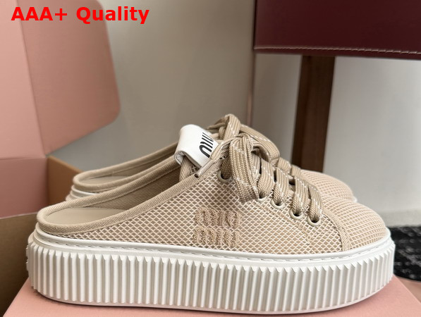 Miu Miu Mesh Sneaker Mules in Colonial Beige Replica