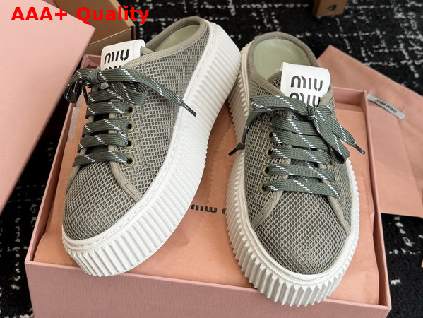Miu Miu Mesh Sneaker Mules in Green Replica