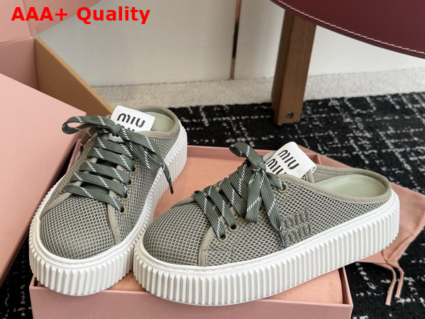 Miu Miu Mesh Sneaker Mules in Green Replica