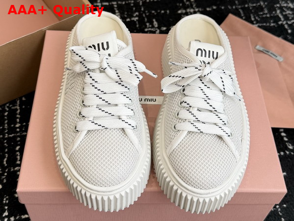 Miu Miu Mesh Sneaker Mules in White Replica