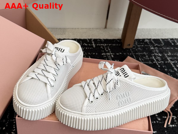 Miu Miu Mesh Sneaker Mules in White Replica