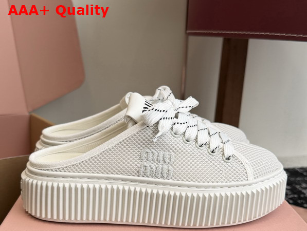 Miu Miu Mesh Sneaker Mules in White Replica