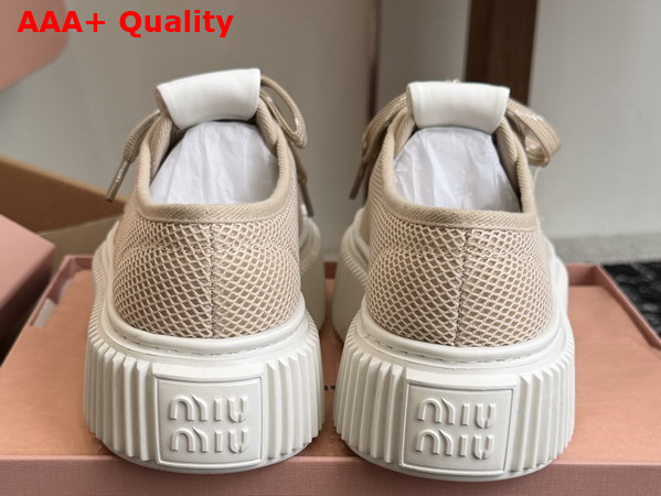 Miu Miu Mesh Sneaker with Logo in Colonial Beige Replica