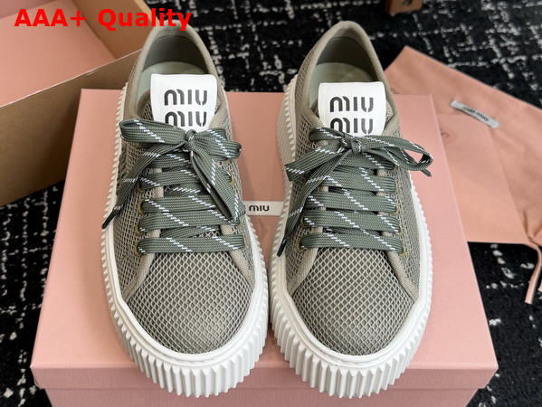 Miu Miu Mesh Sneaker with Logo in Green Replica