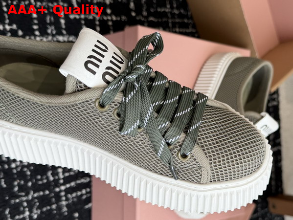 Miu Miu Mesh Sneaker with Logo in Green Replica