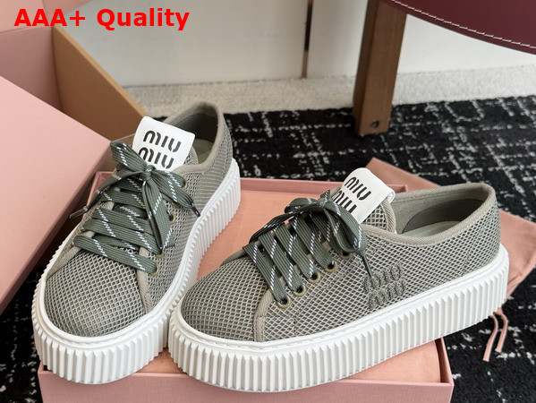 Miu Miu Mesh Sneaker with Logo in Green Replica