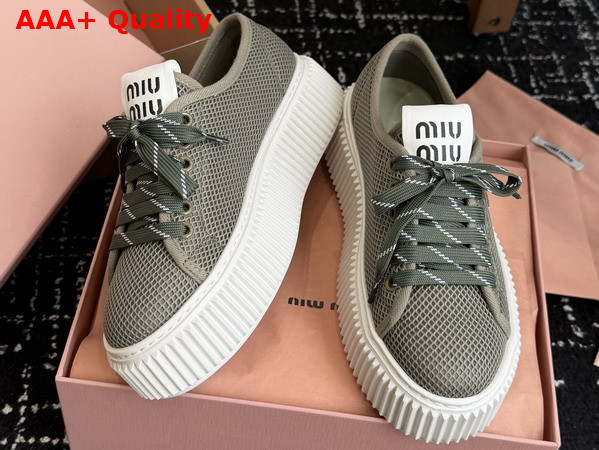 Miu Miu Mesh Sneaker with Logo in Green Replica