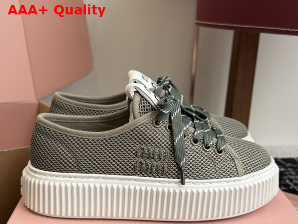 Miu Miu Mesh Sneaker with Logo in Green Replica