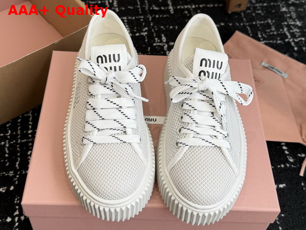 Miu Miu Mesh Sneaker with Logo in White Replica