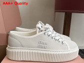 Miu Miu Mesh Sneaker with Logo in White Replica