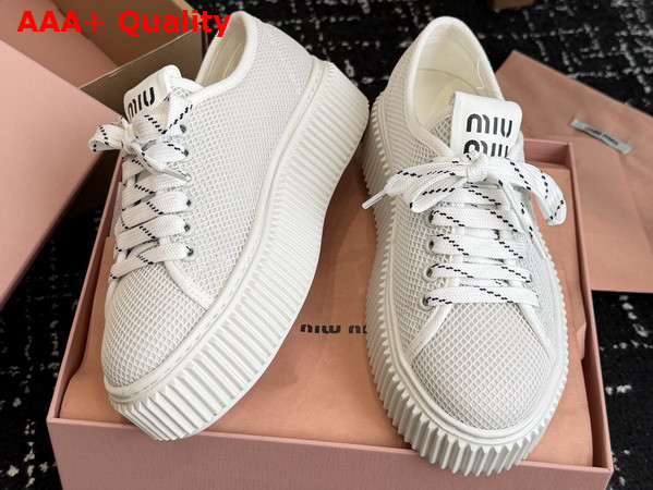 Miu Miu Mesh Sneaker with Logo in White Replica