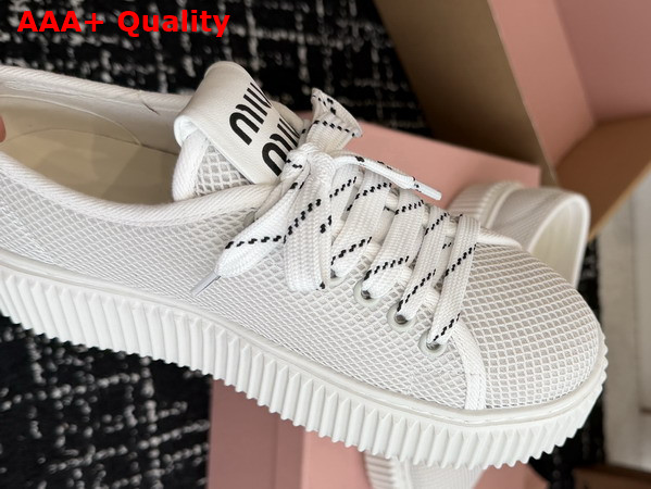 Miu Miu Mesh Sneaker with Logo in White Replica