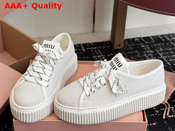 Miu Miu Mesh Sneaker with Logo in White Replica