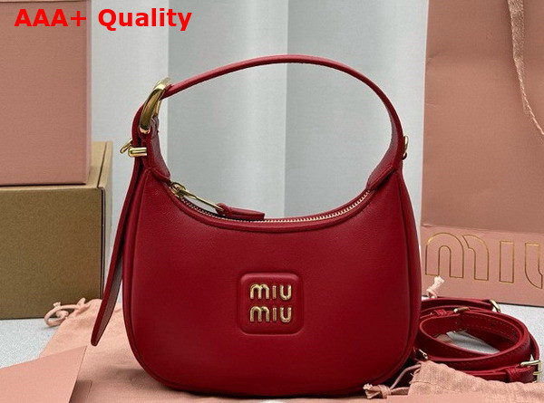 Miu Miu Mini Leather Hobo Bag in Red Replica