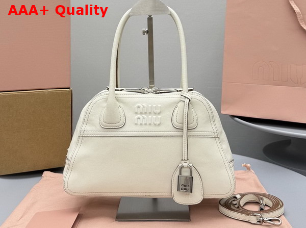 Miu Miu Mini Vivant Nappa Leather Bag in Chalk White 5BB200 Replica