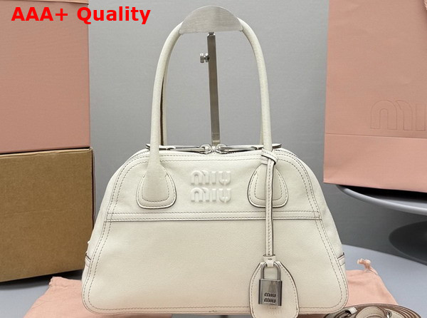 Miu Miu Mini Vivant Nappa Leather Bag in Chalk White 5BB200 Replica