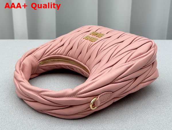 Miu Miu Miu Wander Matelasse Nappa Leather Mini Hobo Bag in Alabaster Pink Replica