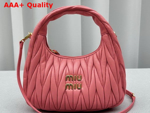 Miu Miu Miu Wander Matelasse Nappa Leather Mini Hobo Bag in Begonia Pink Replica