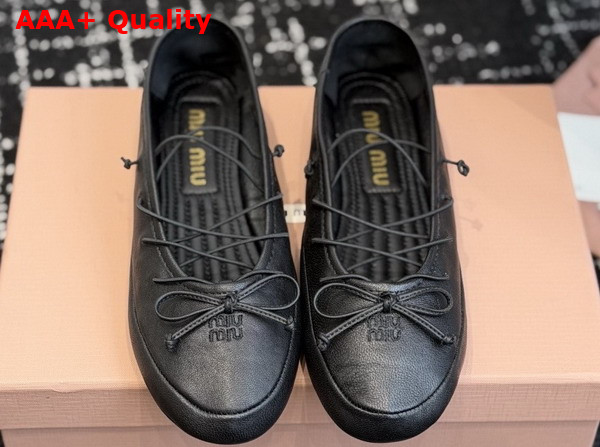 Miu Miu Nappa Leather Ballerinas in Black 5F636E Replica