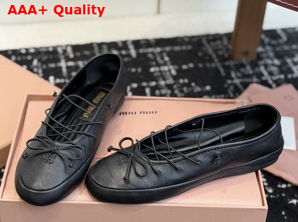 Miu Miu Nappa Leather Ballerinas in Black 5F636E Replica