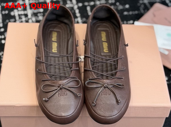 Miu Miu Nappa Leather Ballerinas in Briarwood 5F636E Replica