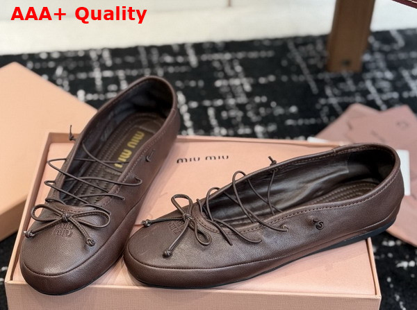 Miu Miu Nappa Leather Ballerinas in Briarwood 5F636E Replica