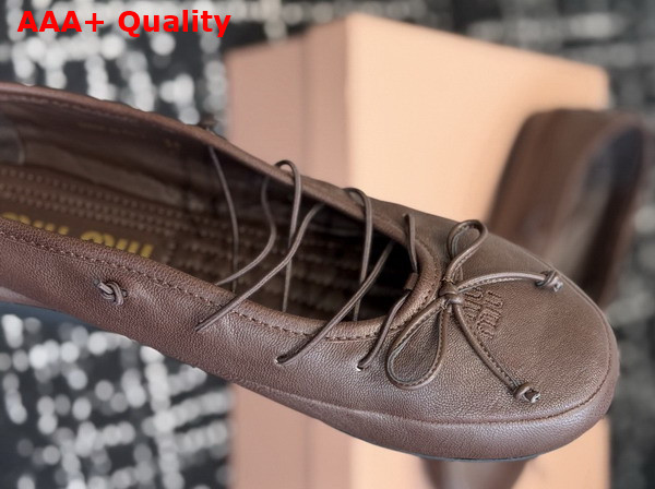 Miu Miu Nappa Leather Ballerinas in Briarwood 5F636E Replica