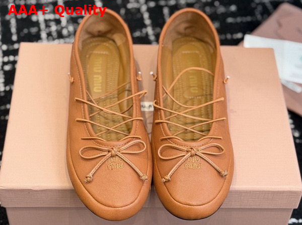 Miu Miu Nappa Leather Ballerinas in Caramel 5F636E Replica