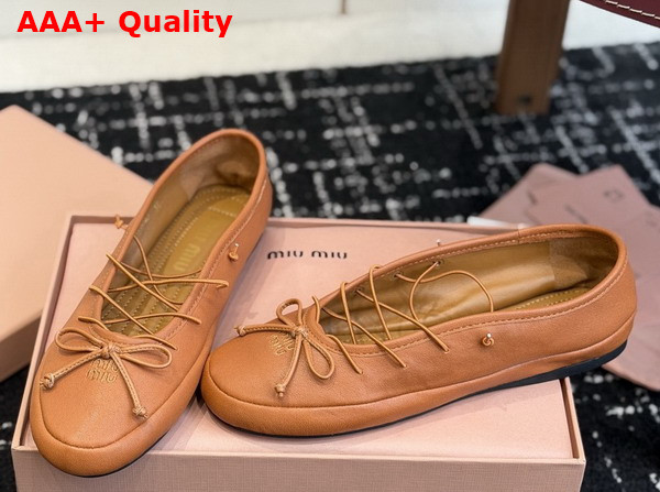 Miu Miu Nappa Leather Ballerinas in Caramel 5F636E Replica
