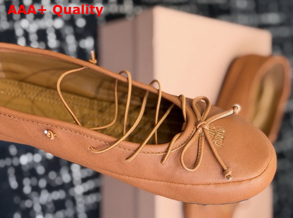 Miu Miu Nappa Leather Ballerinas in Caramel 5F636E Replica