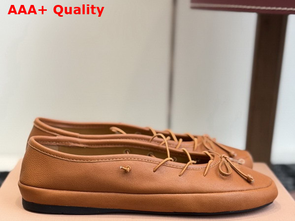 Miu Miu Nappa Leather Ballerinas in Caramel 5F636E Replica