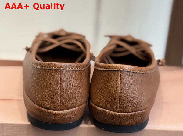 Miu Miu Nappa Leather Ballerinas in Oak 5F636E Replica