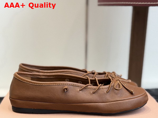 Miu Miu Nappa Leather Ballerinas in Oak 5F636E Replica